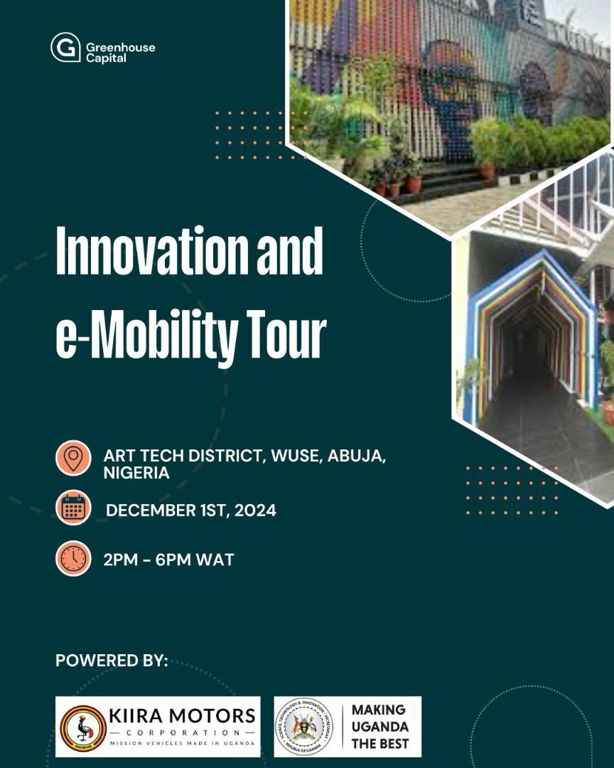 The Innovation and e-Mobility Tour kicks off tomorrow in Abuja! 🌍

Together with <a href="/KiiraMotors/">𝐊𝐢𝐢𝐫𝐚 𝐌𝐨𝐭𝐨𝐫𝐬</a> and <a href="/STIsecretariat/">Science, Technology and Innovation Secretariat🇺🇬</a> we’re building a bridge between Uganda and Nigeria’s innovation ecosystems.

📍 Art Tech District – a hub of creativity and mobility innovation.