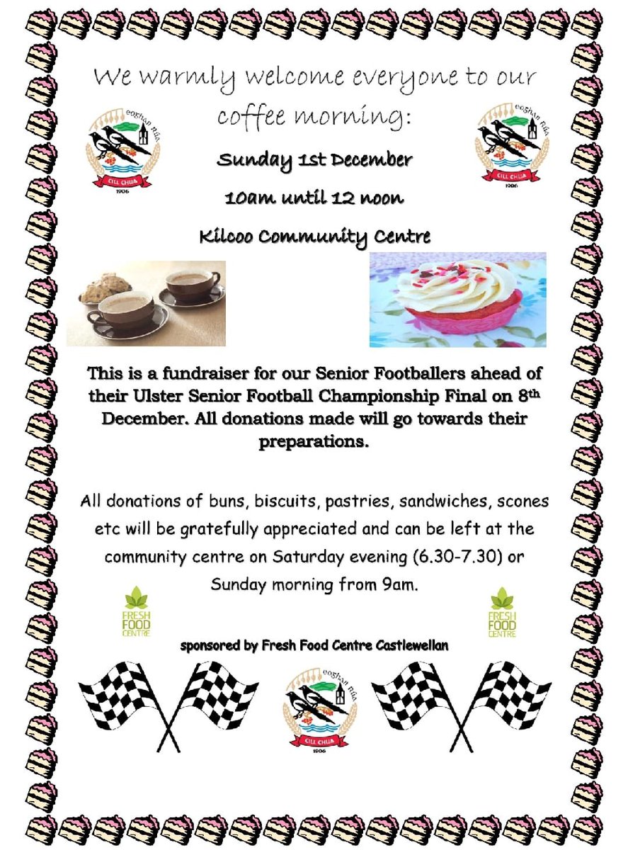 KilcooGAC's tweet photo. Reminder on tomorrows coffee morning. Please show your support. 

#UTM https://t.co/MF5o5D6Qk8
