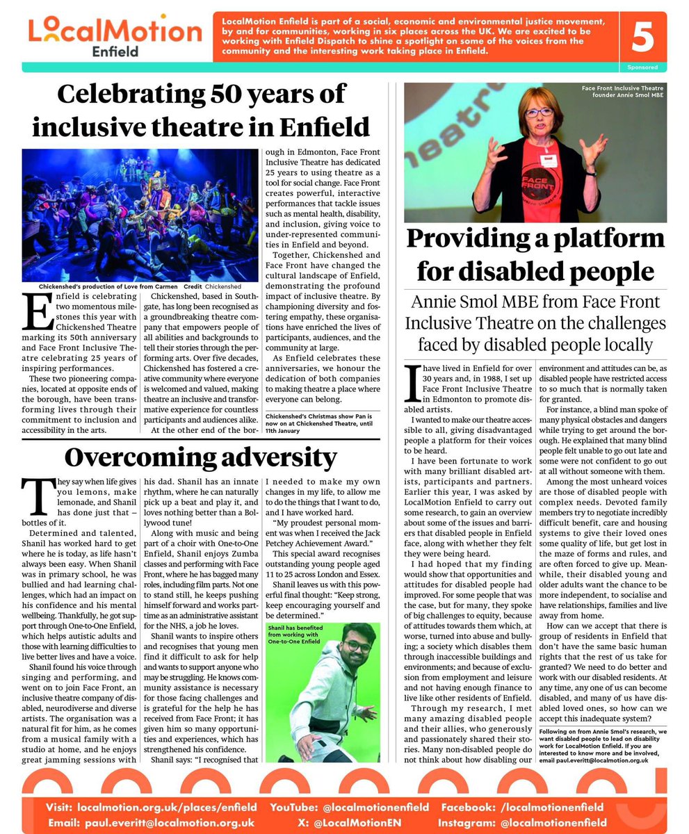 December edition <a href="/EnfieldDispatch/">Enfield Dispatch</a> is out. This month <a href="/LocalMotionEN/">LocalMotion Enfield</a> we focus on disability. Annie Smol shines a light on some of the issues facing our community. Copies of the paper at community venues across the borough. Read enfielddispatch.co.uk/wp-content/upl… <a href="/MrPaulEveritt/">Paul Everitt</a> <a href="/Stevewal63/">Steve Waldron</a>