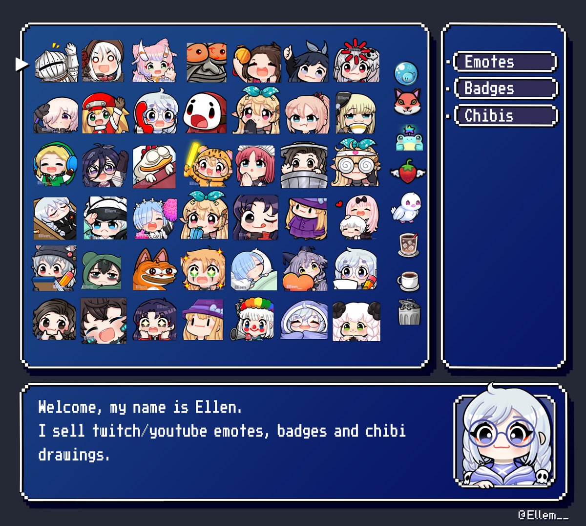 Ellem__'s tweet image. I sell twitch/youtube em0tes/badges and chibi drawings! 

Info about commissions: ellemyuurei.carrd.co

You can buy my art here: vgen.co/ellemyuurei

I'm a ghost vtuber and I stream here: twitch.tv/ellemyuurei

My socials: ellemyuurei.carrd.co/#modelref