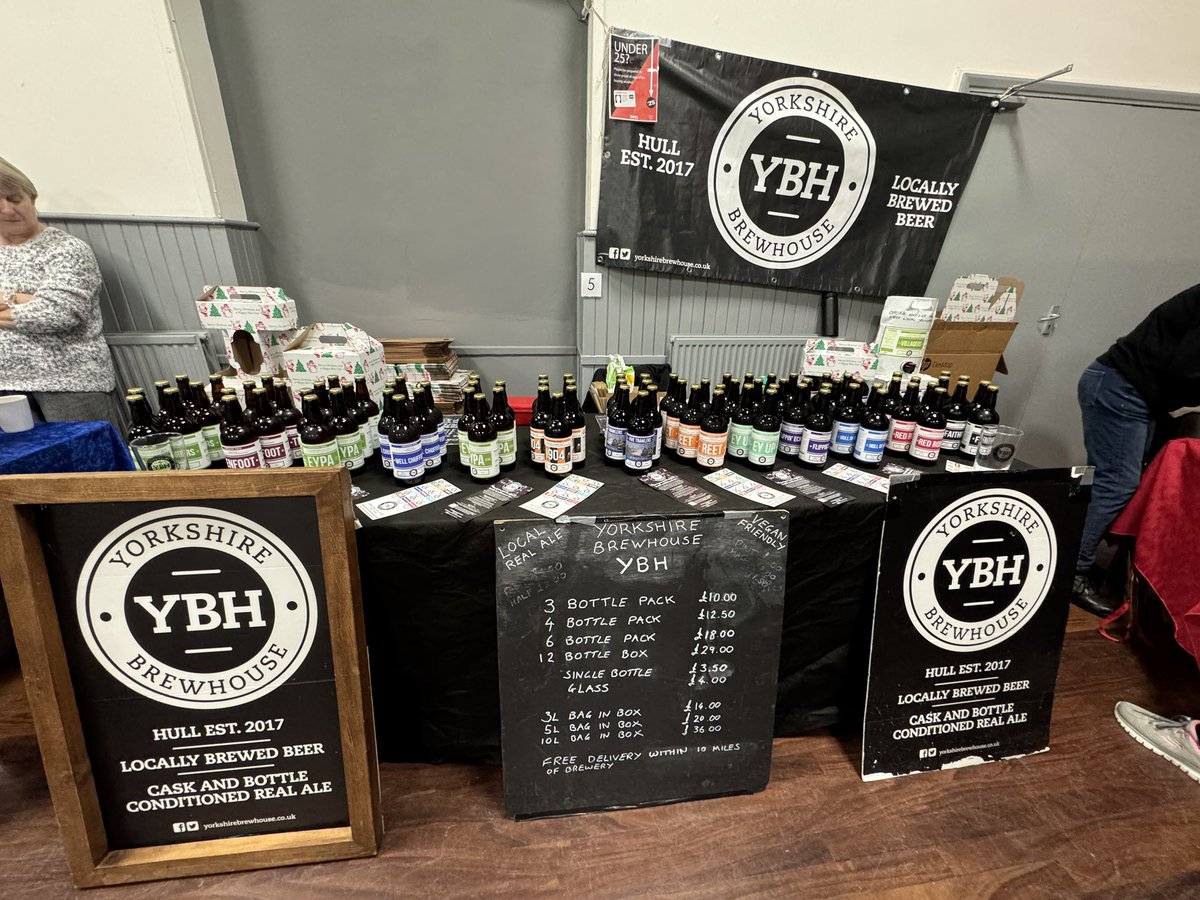 All setup at North Ferriby Village Hall Christmas Market 10am to 2pm today with our full range of bottle conditioned real ale