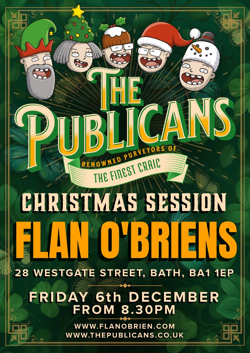 This Friday 6th December is our annual Christmas Session at the ever brilliant @FlanOBriens . We'll be playing songs by the Pogues, Dubliners, Mumfords etc and having a right old sing song. This is guaranteed to get your Christmas started. Px