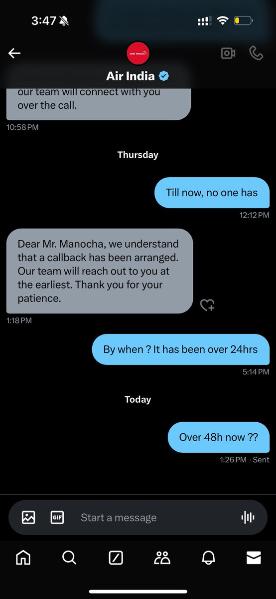 sachin_0901's tweet photo. @airindia cant even arrange a callback since Thursday
Resolving problem next year, I guess! https://t.co/qfxwF8EOQe
