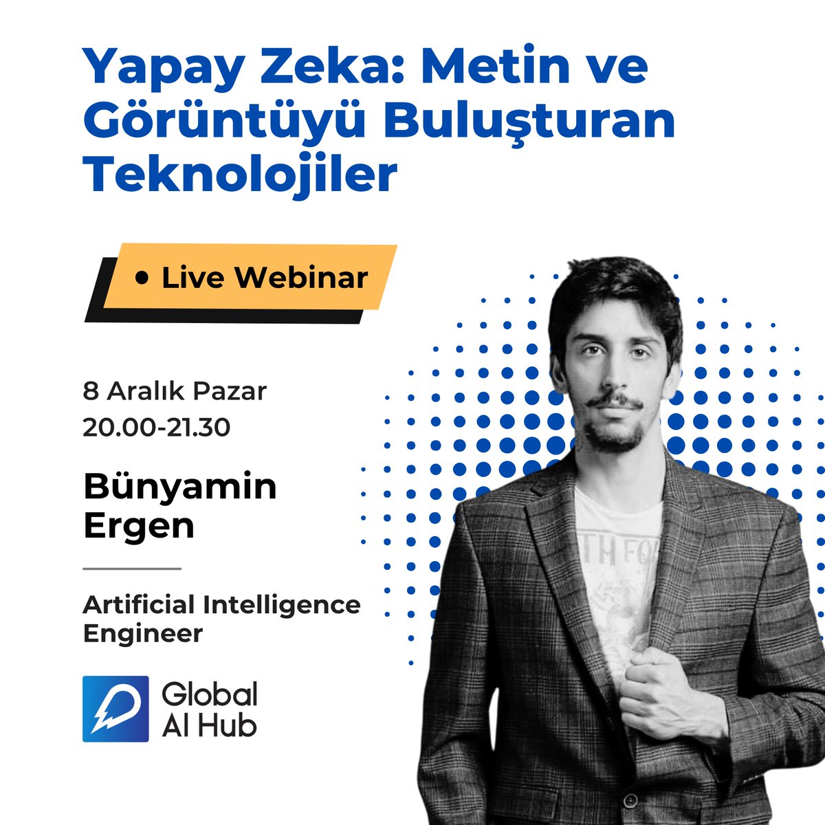 🧠 Multimodal yapay zeka dünyasına katılın!
Bünyamin Ergen ile Contrastive Learning ve CLIP modelinin geleceği nasıl şekillendirdiğini keşfedin. 🚀

📅 8 Aralık Pazar
⏰ 20.00 - 21.30
📢 Detaylar: youtube.com/live/O90SLhMB1…

#YapayZeka #Webinar #CLIP