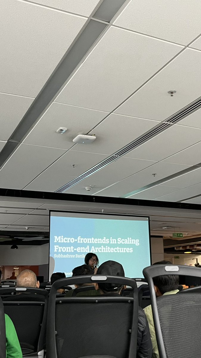 imohanbyte's tweet photo. Insightful session on Micro-Frontends in Scaling Frontend Architectures by Subhashree Banik  (@thoughtworks ). 🚀 Loved the deep dive into breaking monoliths, independent deployments, and seamless scalability. Excited to explore this further! #ReactJSMeetup #Frontend https://t.co/CHIzSVDcyi
