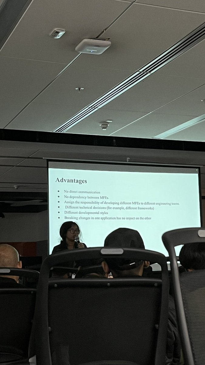 imohanbyte's tweet photo. Insightful session on Micro-Frontends in Scaling Frontend Architectures by Subhashree Banik  (@thoughtworks ). 🚀 Loved the deep dive into breaking monoliths, independent deployments, and seamless scalability. Excited to explore this further! #ReactJSMeetup #Frontend https://t.co/CHIzSVDcyi