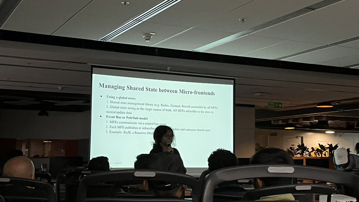 imohanbyte's tweet photo. Insightful session on Micro-Frontends in Scaling Frontend Architectures by Subhashree Banik  (@thoughtworks ). 🚀 Loved the deep dive into breaking monoliths, independent deployments, and seamless scalability. Excited to explore this further! #ReactJSMeetup #Frontend https://t.co/CHIzSVDcyi