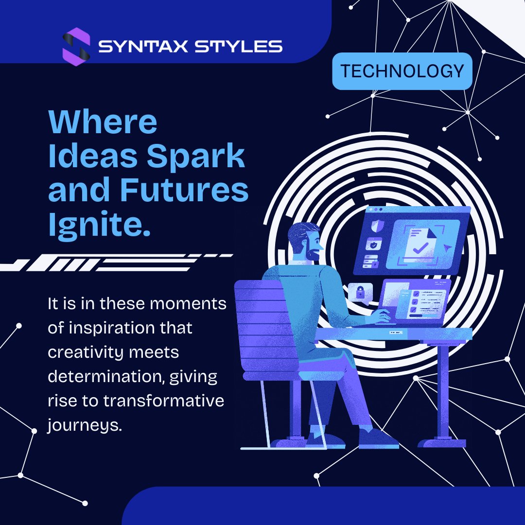 academy_syntax's tweet image. 🌟 At Syntax Styles Academy, we believe that every spark of imagination, when paired with relentless effort, has the potential to reshape the future. 💡💻
💻✨
#CreativityMeetsDetermination
#transformativejourneys
#inspirationunleashed
#syntaxstylesacademy
#codingdreams