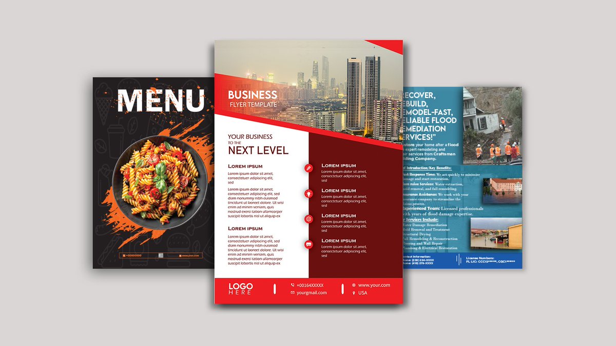 I will provide a customizable flyer, business card, Food menu, and restaurant menu design for you at low cost.