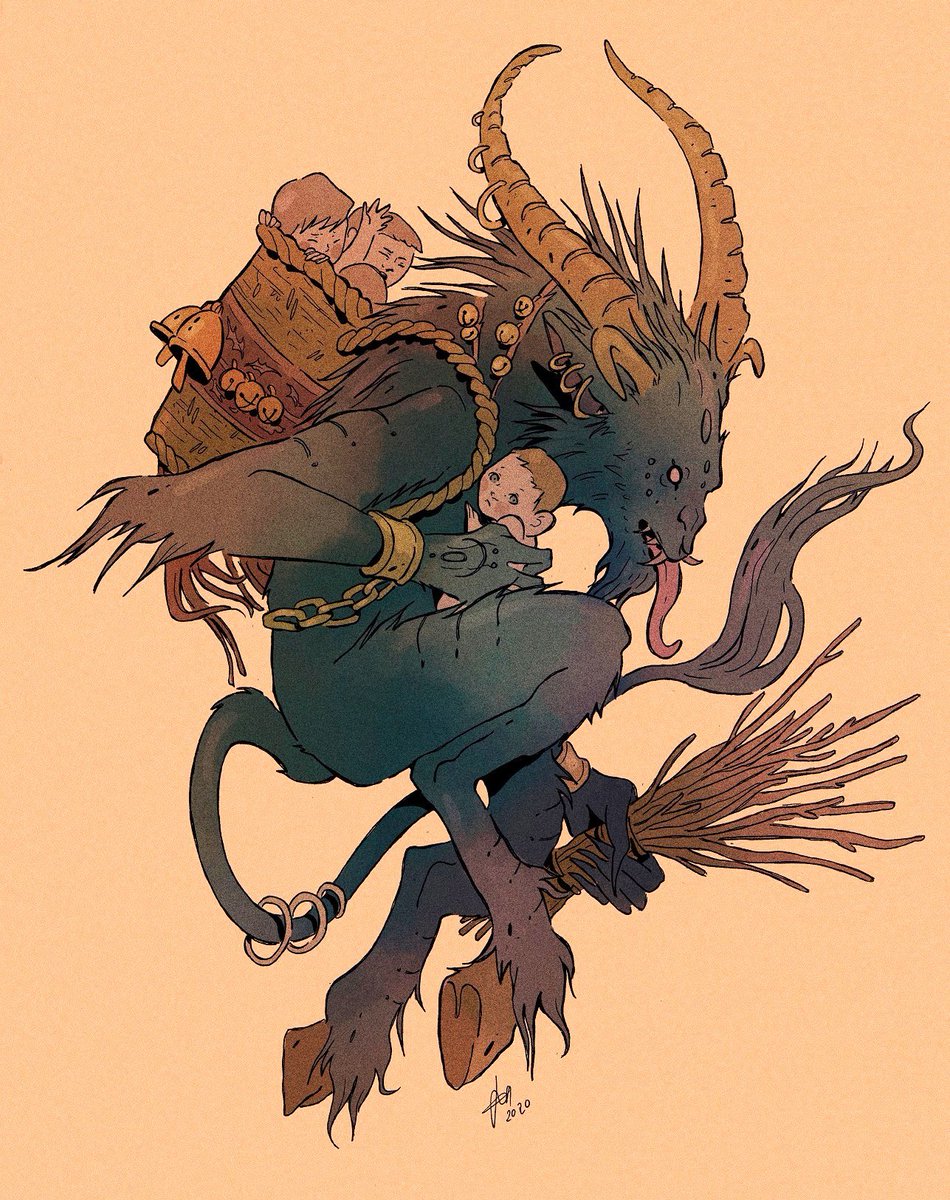 IrinaHirondelle's tweet photo. Bienvenido el invierno, la época más oscura y fría del año, comodejan muy claro las criaturas que la pueblan. Entre ellas el Krampus, que aparece la noche entre el 5 y el 6 de diciembre, durante laKrampusnacht o «noche de Krampus» … 🧵👹❄️ https://t.co/kAoSmJCqxR