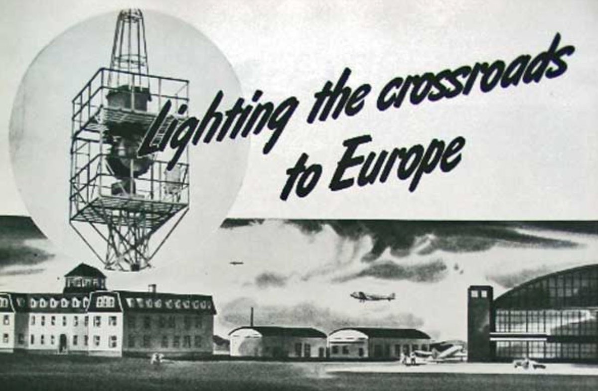 Talk about foresight.  A Westinghouse ad from a 1939 magazine promoting the newly opened Nfld. (Gander) Airport showing the airport beacon. The ad states "Westinghouse provides complete Illumination at Newfoundland Airport to bring improved safety for transatlantic flying".
