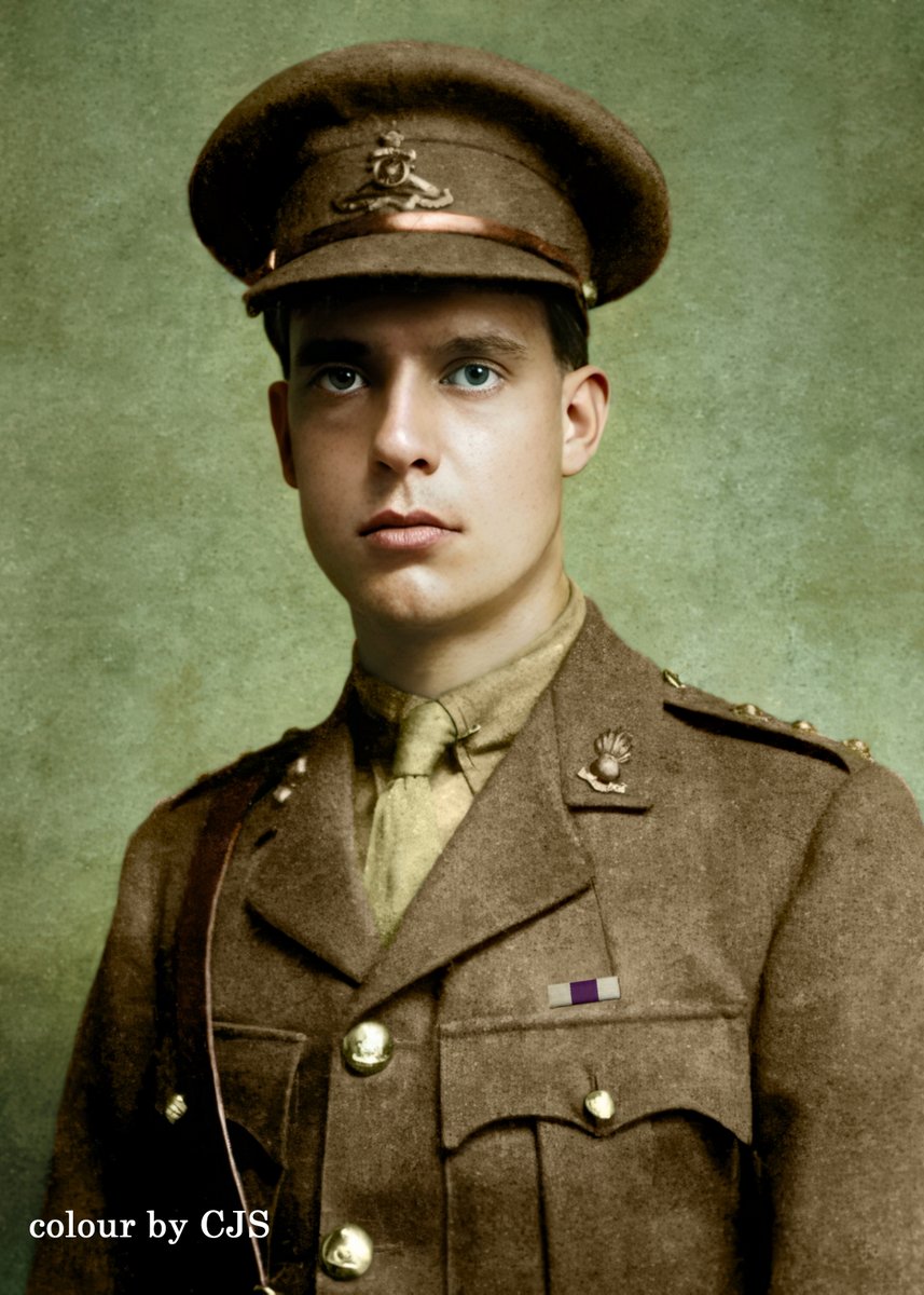 colourbyCJS's tweet image. Captain Robert Edward Watson Semple MC was born in South Stoneham, Hampshire. He joined the Royal Field Artillery and was posted to France on 12th December 1915. Having been wounded he died in Hospital of Spanish Flu on 5th November 1918. He was 21 years old.