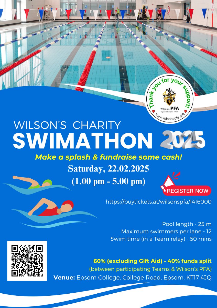 WilsonsPFA's tweet photo. Make a splash to raise some cash!
Join us for the Swimathon and dive into fun while making a difference. Every stroke counts toward supporting the Wilson's School!
Register today: https://t.co/t2z1B7hZwU
#swimathon #fundraiser #swimforacause https://t.co/eeKkffdZ0R