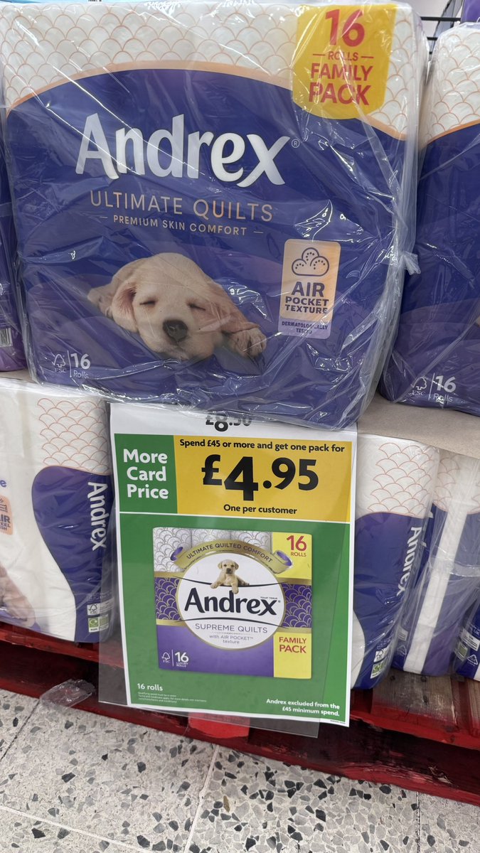 CFMNathan's tweet photo. @Morrisons not a big fan of your misleading promotions. ‘£4.95 when you spend over £45’. … the actual price of £8.50 was concealed under the product and had to be reviled (for the photo).  VERY BAD FORM. https://t.co/skJXqL6XhM