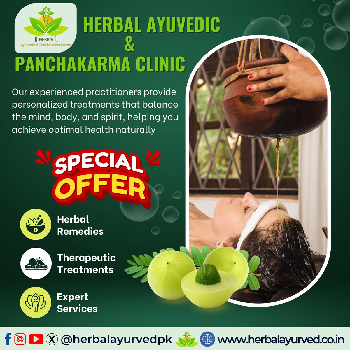 herbalayurvedpk's tweet photo. Special Offer: Experience the Healing Power of Ayurveda and Panchakarma

#ayurvedichealing #panchakarmatherapy #naturalwellness #holistichealth #herbalremedies #mindbodybalance https://t.co/r1cz30wzjW