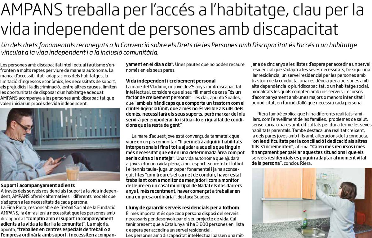 Ampans's tweet image. Un dels drets fonamentals reconeguts a la Convenció de les Nacions Unides, és l’accés a un habitatge vinculat a la vida independent i a la inclusió comunitària. Avui en parlem a l’especial #3D del @diariARA