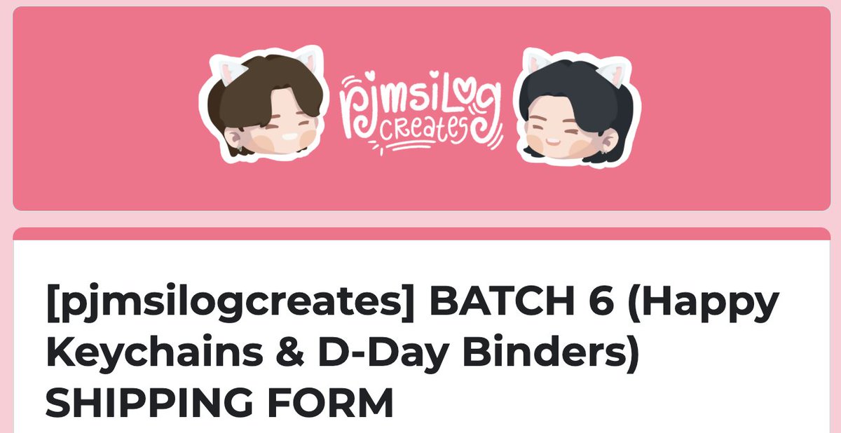 pjmsilogcreates's tweet photo. ꒰ #pjmsilogupdates ꒱

°✧. 𝗦𝗛𝗜𝗣𝗣𝗜𝗡𝗚 𝗙𝗢𝗥𝗠 (BATCH 6)
↳ Kindly DM me to receive your shipping form .ᐟ
↳ This form includes ALL pending orders (D-Day 
     Binders, Happy/KSJ1 Keychains, and others) .ᐟ

DM here — @pjmsilogcreates ₊˚⊹♡ ᓚ₍ ^. .^₎ https://t.co/7lNlusvLL4