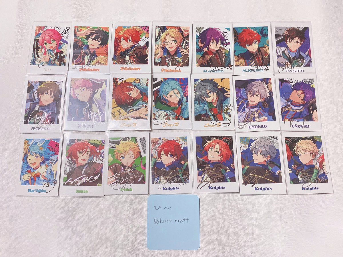 hiiro_enstt's tweet photo. 【交換】
あんスタ　ぱしゃっつ　TRIP
譲:桃李.スバル.北斗.マヨイ.一彩.鉄虎.翠.宗.⭐︎燐音.HiMERU.ニキ.晃牙.アドニス.創.夏目.宙.司.⭐︎レオ.⭐︎泉.嵐

求:⭐︎零.凪砂.日和.茨.敬人

郵送交換、⭐︎は⭐︎との交換
零一枚最優先で探しております。
検索からもお気軽にお声がけください。 https://t.co/ttfsvX4ICm