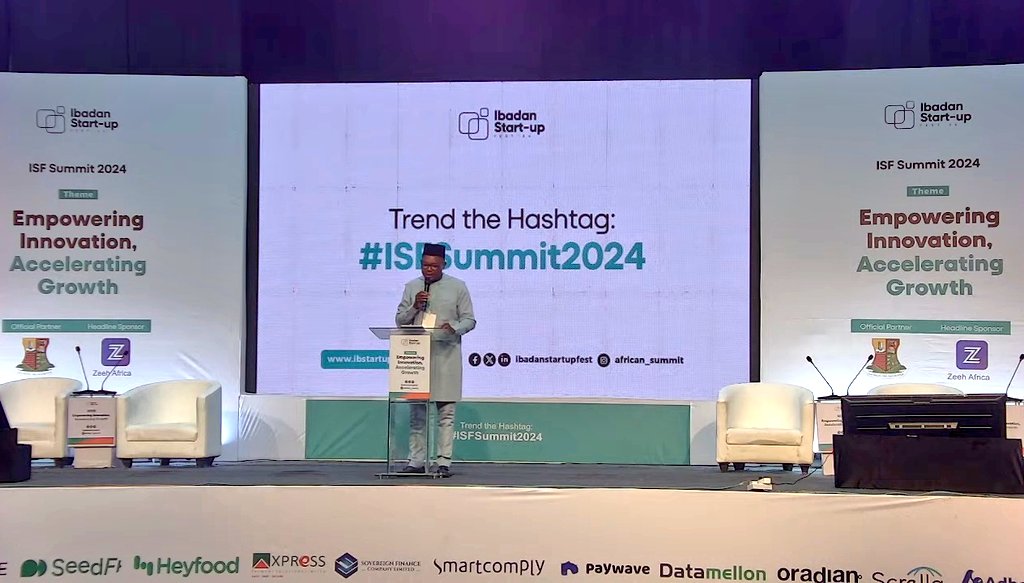 BakrinZayyad's tweet photo. Dr. Aristotle Onumo from @NITDANigeria speaking at @ibstartupfest
#isfsummit2024 #ISF2024 #TodayIsTheDay #StartupFuture #InnovationAfrica #ShapingTomorrow https://t.co/M82CRSse1b