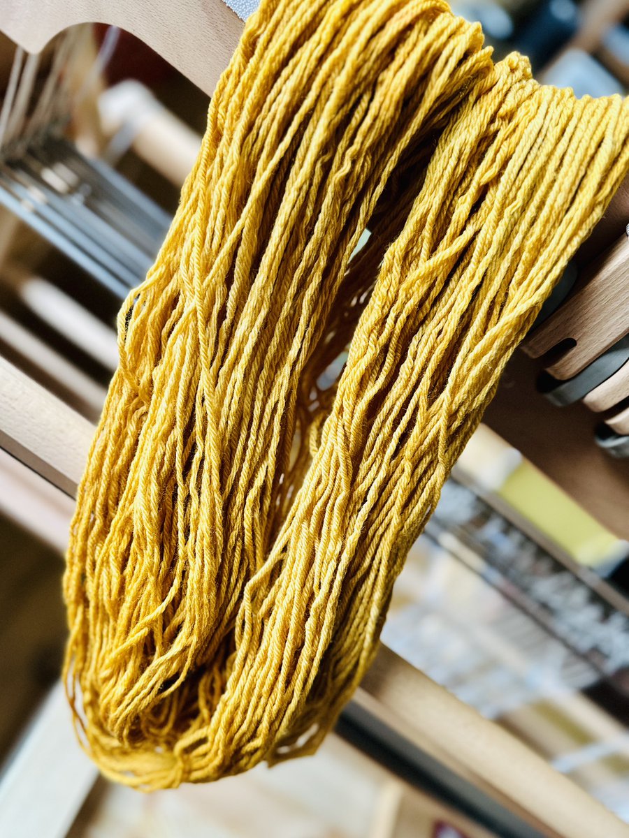 Although slightly darker in ‘real life’, i’m hoping you can see the wonderful, almost bronze like, colours in this shade that I’ve just hand-dyed.

This will be going on the loom shortly for a baby blanket.

justwooltextiles.co.uk