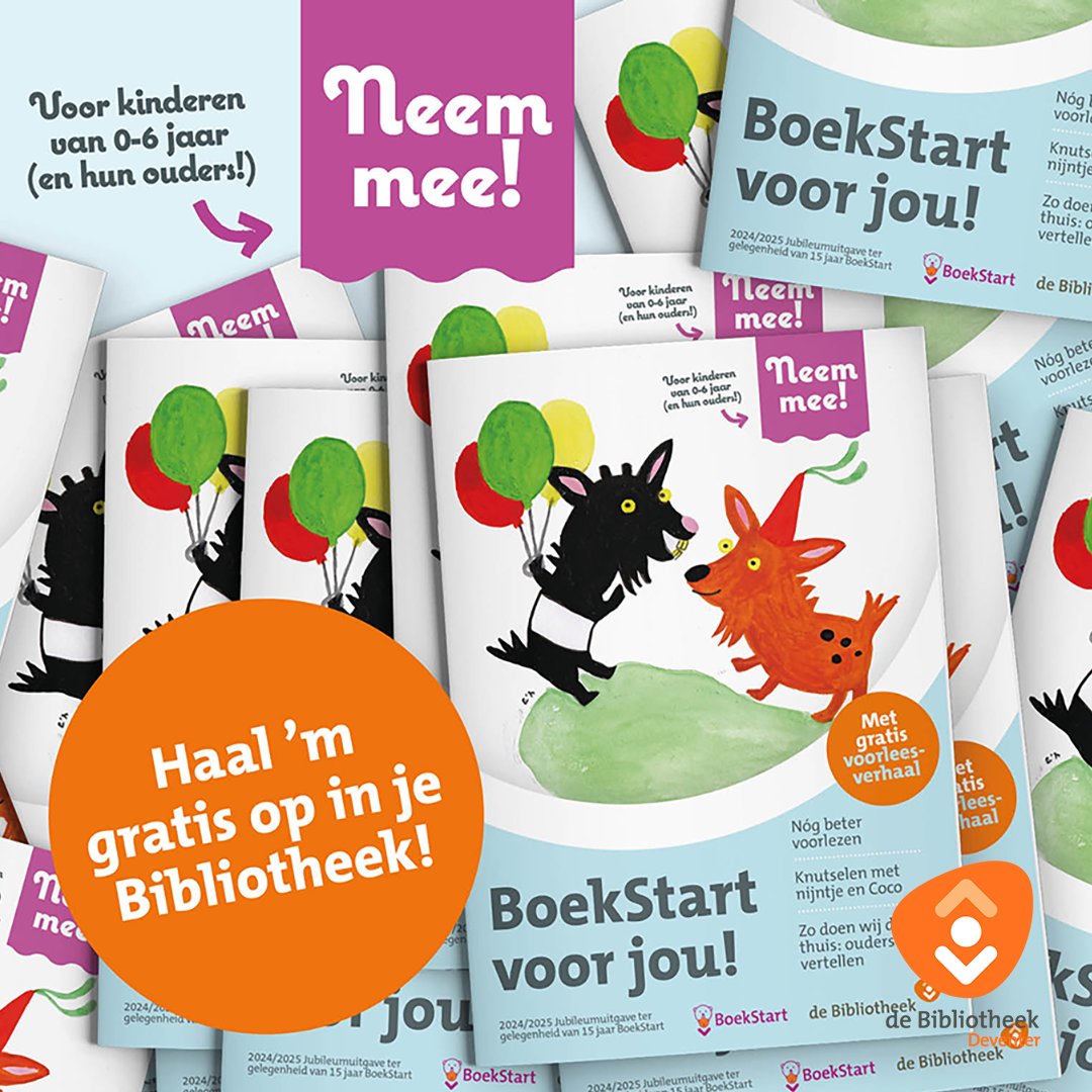 Hoera, BoekStart (ons leesbevorderingsprogramma voor jou en je kindje) bestaat 15 jaar! Dat vieren we met het magazine "Boekstart voor jou!", dat je gratis kunt ophalen in alle bibliotheken.
Het boekje staat vol (voor)leestips, spelletjes en interviews. Neem 'm gratis mee!