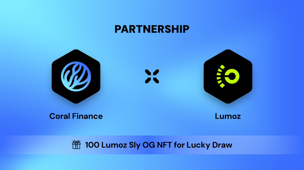 Coral_Finance's tweet photo. 🪸 Excited to announce our partnership with @LumozOrg!

Lumoz is the leading Modular Compute Layer for ZK & AI. Lumoz uses PoW mining mechanism to provide computing power for Rollup, ZK-ML and ZKP verification.

🌟Special Giveaway：100 Sly OG NFT for lucky draw!
1️⃣Follow @LumozOrg & @Coral_Finance 
2️⃣Like & Retweet
3️⃣Comment with your ERC20 address

🏄 NFT holders can instantly convert esMOZ to MOZ—no lock period!