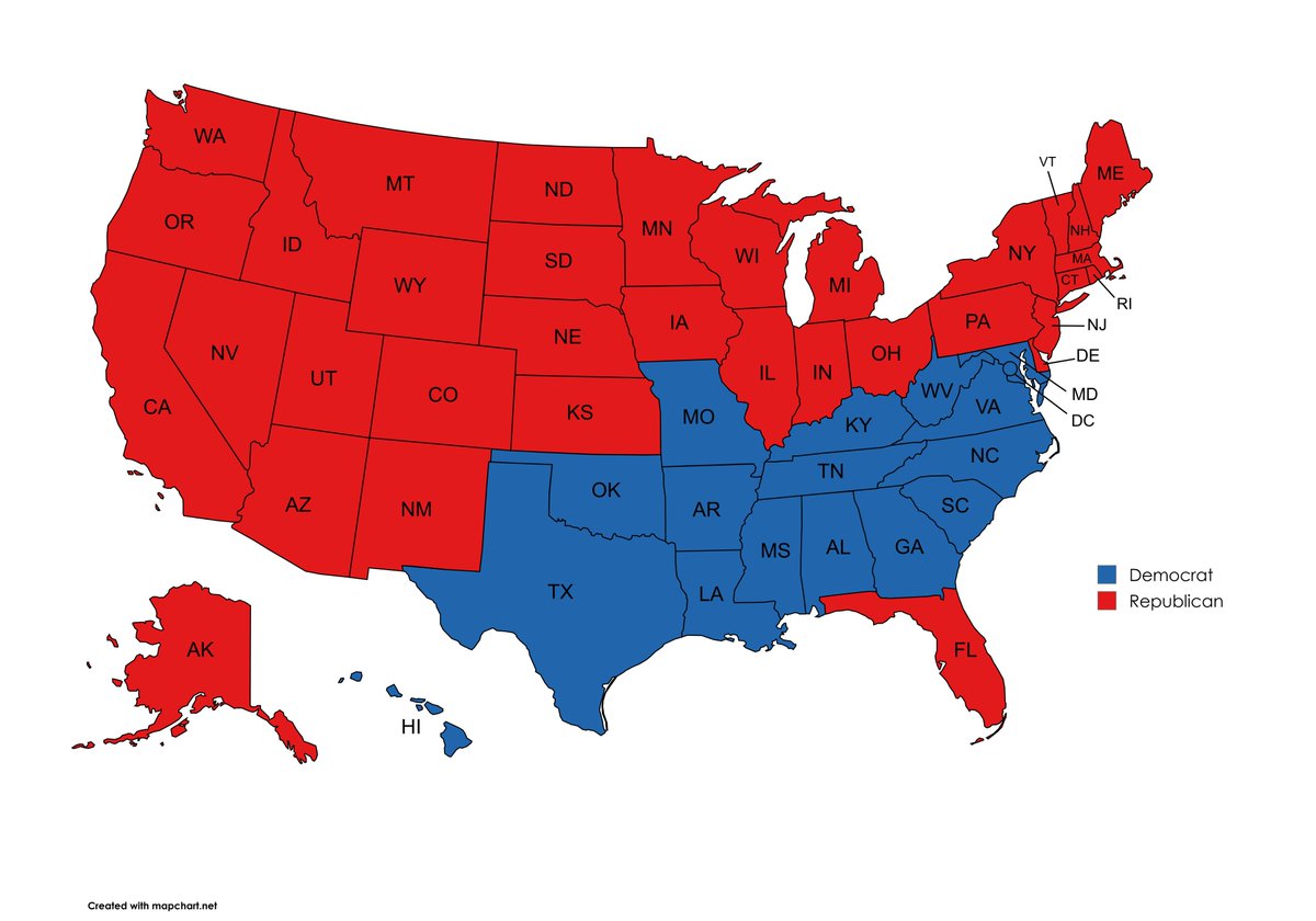 What does the electoral college map look if you add together each States individual Electoral College votes over time?

Here is a thread of maps and stats for you! 🧵