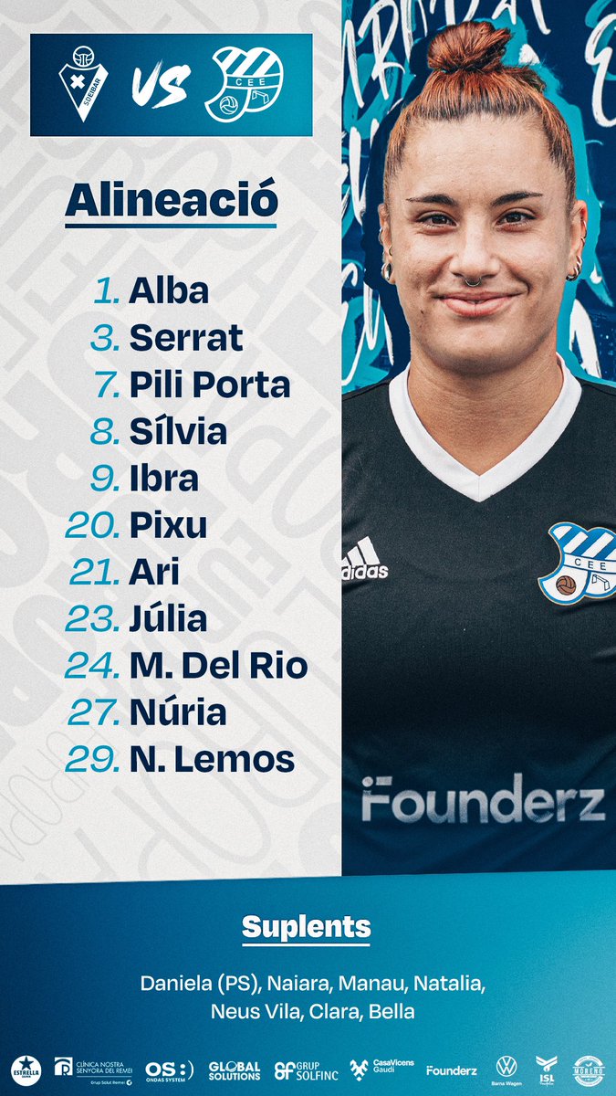 1⃣1⃣ 𝐄𝐋 𝐍𝐎𝐒𝐓𝐑𝐄 𝟏𝟏

Aquest és el nostre onze inicial pel test d’avui a Eibar!

𝗦𝗼𝗺-𝗵𝗶, 𝗘𝘂𝗿𝗼𝗽𝗮! 💙🤍

#EibarBEuropa #ViladeGràcia #SagradaFamília