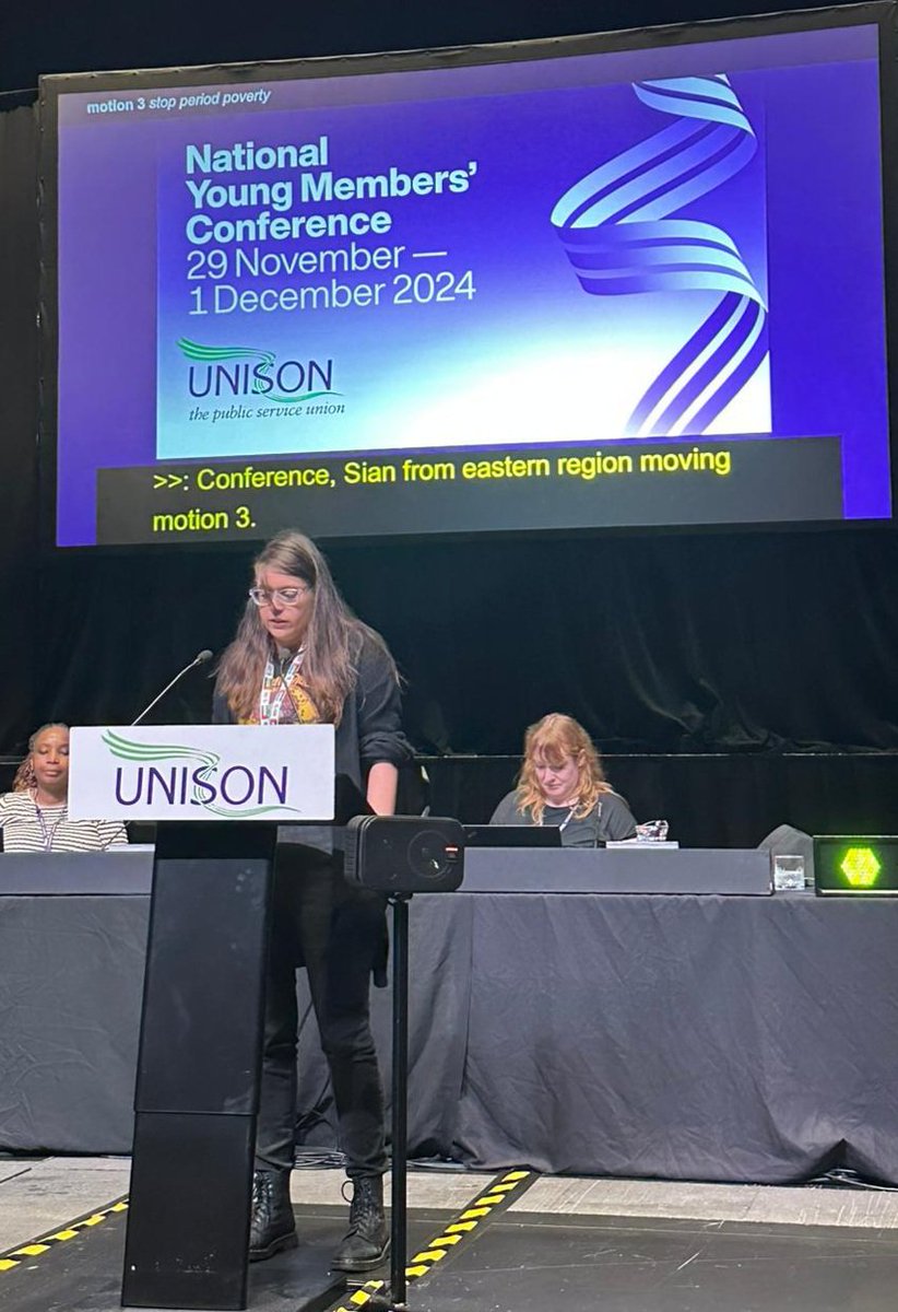 UnisonYoung's tweet image. Day 2 of @YoungUNISON conference. The @UNISONEastern motion to end #periodpoverty has been moved by Sjaan. Thank you conference for your support, and for the speakers who shared the stories. This should not be a taboo subject #uymc24