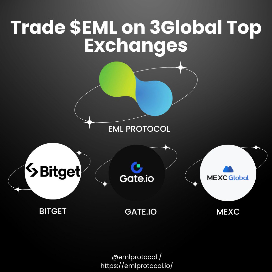 🌟 Milestone Unlocked!
$EML is now live on 3 top global exchanges! 🚀
Huge thanks to our amazing community—you made this happen! 🙌
📈 Where to Trade:
mexc.com/exchange/EML_U…
gate.io/trade/EML_USDT
bitget.com/spot/EMLUSDT
Don’t miss out—let’s trade💰
#EML #MEXC #Gateio #Bitget