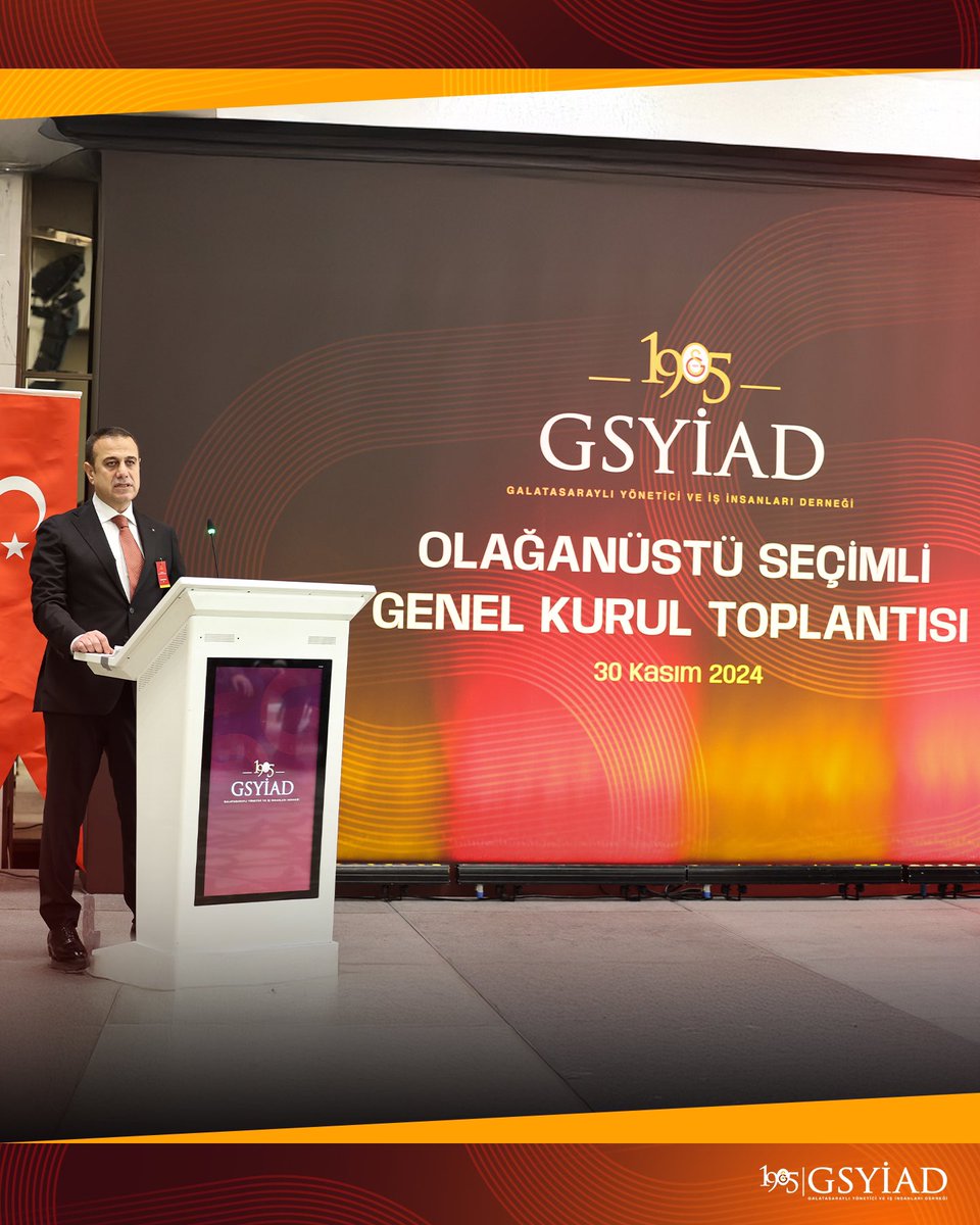 1905gsyiad's tweet photo. 1905 GSYİAD Olağanüstü Seçimli Genel Kurul Toplantısı Gerçekleştirildi.

1905 Galatasaraylı Yönetici ve İş İnsanları Derneği’nin Olağanüstü Seçimli Genel Kurul toplantısında tek aday olan Murat Sancaktar Başkan oldu.

Galatasaray Spor Kulübü Başkanı Sayın Dursun Aydın Özbek, Yönetim Kurulu Üyesi Sayın Fatih Demircan, Yönetim Kurulu üyesi ve Derneğimizin Geçmiş Dönem Başkanı Sayın İbrahim Hatipoğlu, Derneğimizin Geçmiş Dönem Başkanları Sayın İsmail Sarıkaya ve Ulvi Süvarioğlu, 1905 AGS Başkanı Sayın Ahmet Faruk Ünlüsoy ve camianın önde gelen isimleri katılım sağladı.

Başkanımız Sayın Dursun Aydın Özbek, kürsü konuşmasında GSYİAD’ın kulübümüze verdiği destekler için teşekkür etti ve 1905 GSYİAD Başkanımız Murat Sancaktar ve yönetimini tebrik etti.