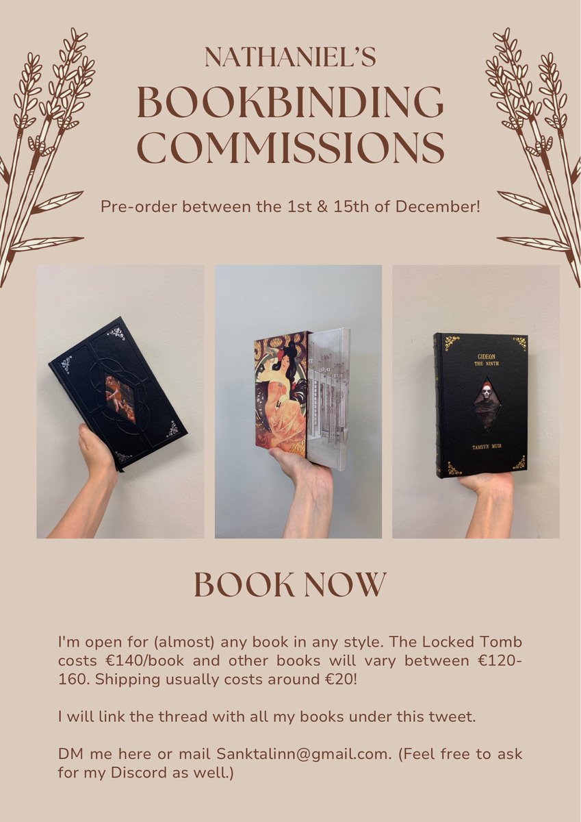 ✦  Bookbinding Commissions ✦ 

➣ Pre-orders open between 1st &amp; 15 of Dec
➣ I will get back to everyone on my own time
➣ I will link my work below
➣ Feel free to ask any questions in the comments or send a DM ♡