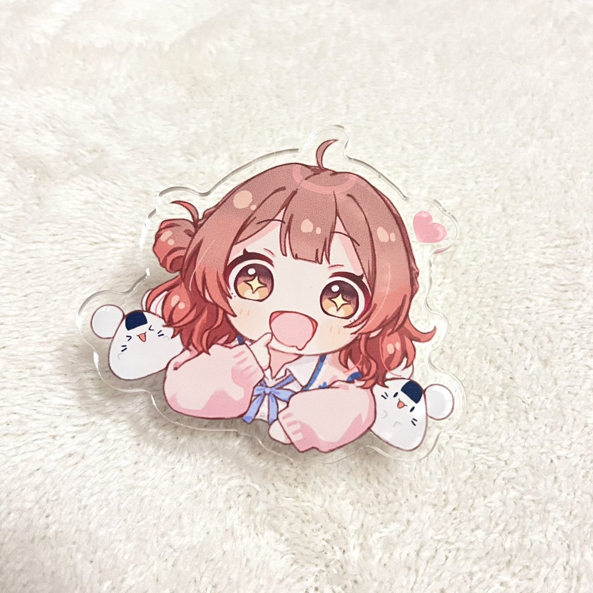 アイマス「佑芽ちゃんクリップ実物届きましたかわいい〜!!いっぱい使うぞ!#学マス  #花海」|紅月みいのイラスト