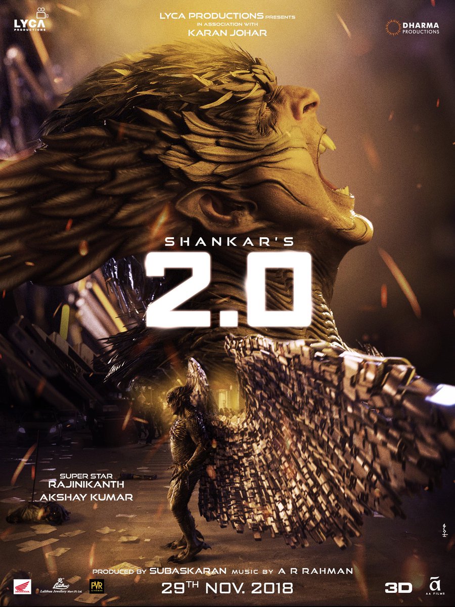 GauravAkshay16's tweet photo. 😎Today Celebrating🎉   #6Yearsof2Point0 
#29Nov2018 
Star Cast @akshaykumar sir @rajinikanth sir #AmyJackson #SudhanshuPandey 
#AdilHussain 
📽️Director by #Shankar
 Music 🎶 By  #ARRahman
#LycaProductions #DharmaProductions #AAFilms
#2Point0 #Akkians  
#AkshayKumar #Rajinikanth https://t.co/rJRHmZVDLC