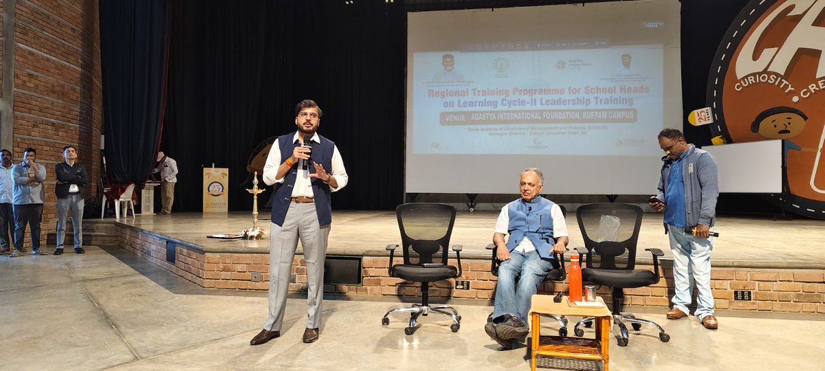 pd_kada's tweet photo. Sri Vikas Marmat,IAS,PD of KADA,Kuppam addressed 150 HM's at the valedictory of the weeklong School Leadership Program by AP School Education Dept.Held at Agastya International Foundation,it marked the 3rd Batch conclusion.Ramji Raghavan, Chairperson of Agastya,also attended. https://t.co/X4UV2Nd7w5