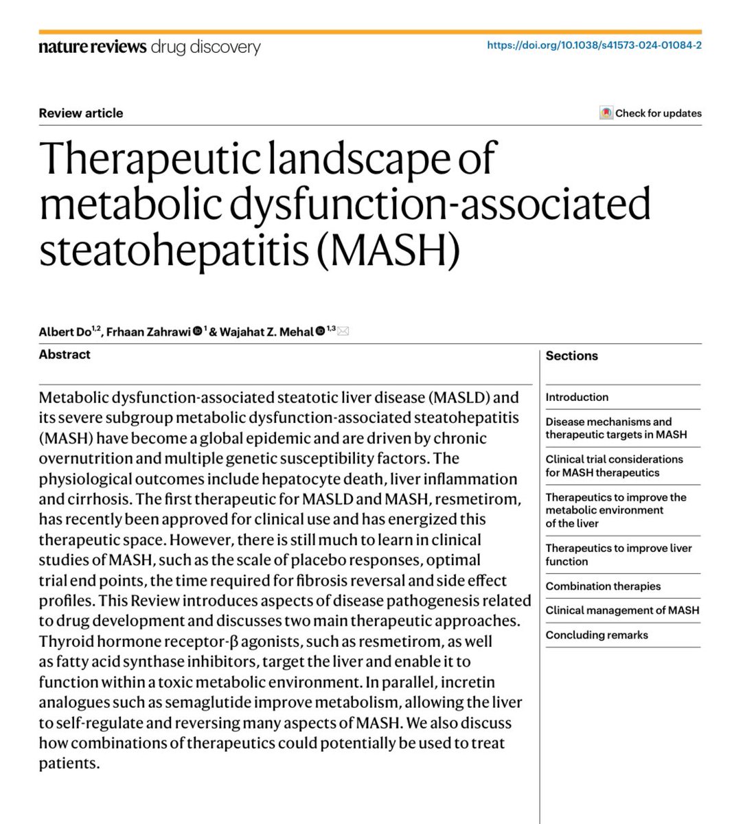 scottisaacsmd's tweet photo. This is an outstanding review article on the therapeutic landscape of #MASH. #livertwitter #MASLD #resmetirom
@NatRevDrugDisc @DanielJDrucker 
https://t.co/LiaKMss8o1 https://t.co/vDkSRfQStl