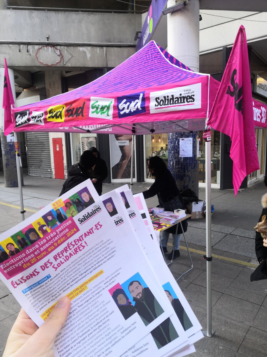 🟣 Aujourd'hui on tient une table à Saint-Denis  
🗳️ Dans les TPE et les TPA on vote et on fait voter Solidaires jusqu'au 9 décembre
