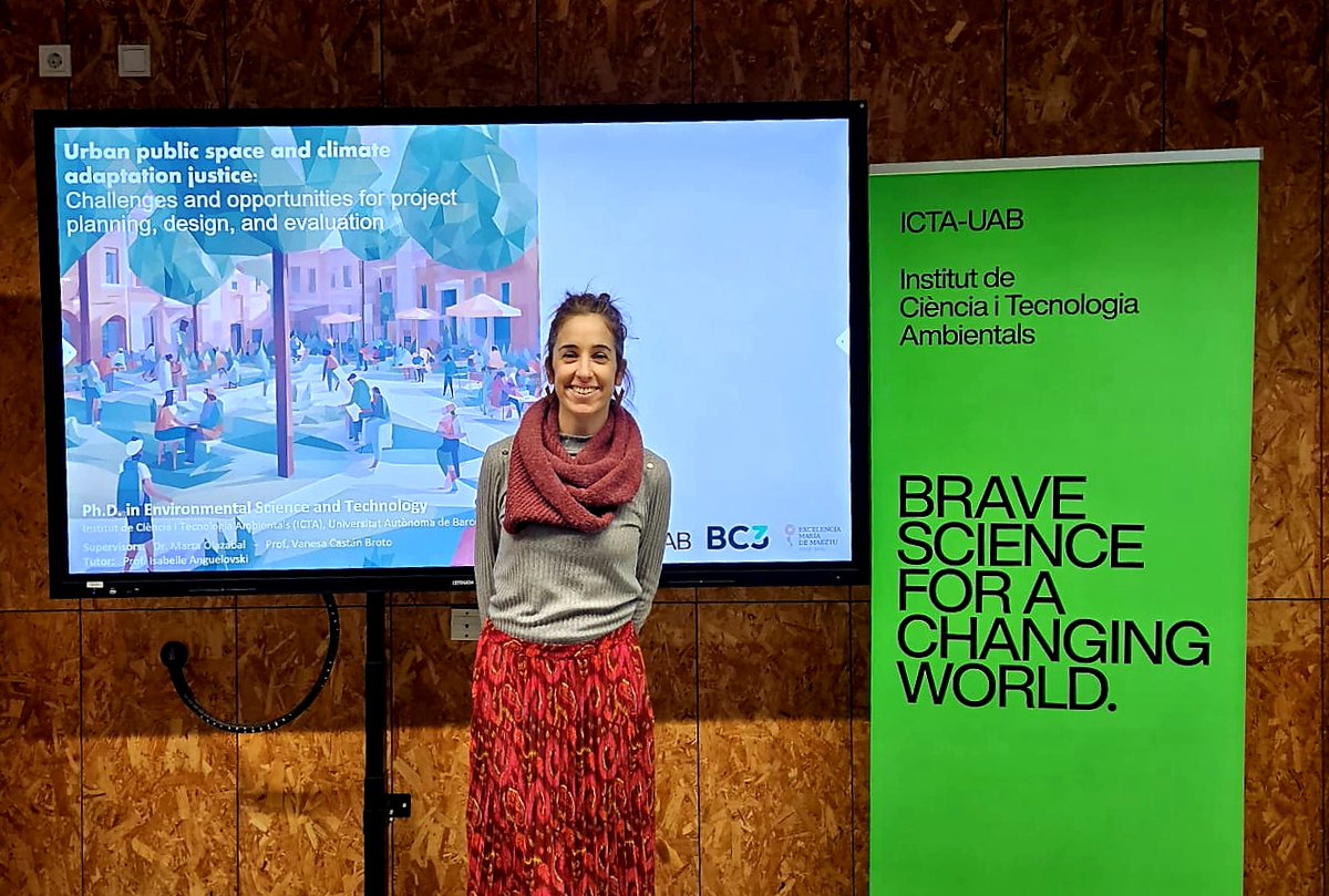 María Ruiz de Gopegui (@maria_gopegi) on Twitter photo It’s official! Last week I successfully defended my thesis 🥳
4 years of research and exploration culminated under the title "Urban public space and climate adaptation justice: Challenges and opportunities for project planning, design and evaluation”.
At <a href="/ICTA_UAB/">ICTA-UAB</a> & <a href="/BC3Research/">BC3 - Basque Centre for Climate Change</a> It’s official! Last week I successfully defended my thesis 🥳
4 years of research and exploration culminated under the title "Urban public space and climate adaptation justice: Challenges and opportunities for project planning, design and evaluation”.
At <a href="/ICTA_UAB/">ICTA-UAB</a> & <a href="/BC3Research/">BC3 - Basque Centre for Climate Change</a>
