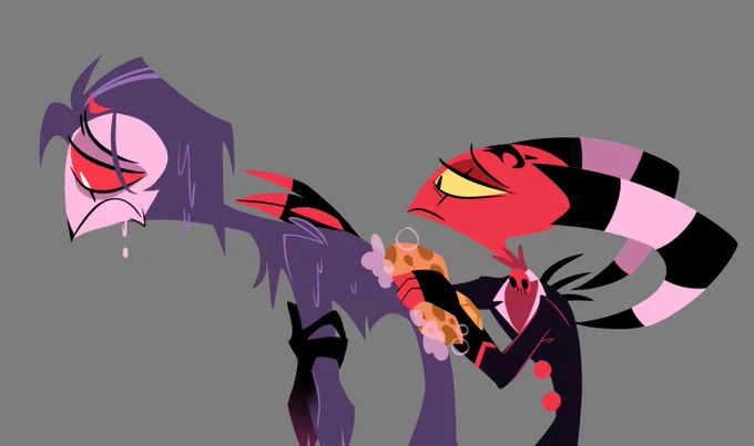 His ultimate pathetic wet cat form (hug him please) #HelluvaBoss #stolitz