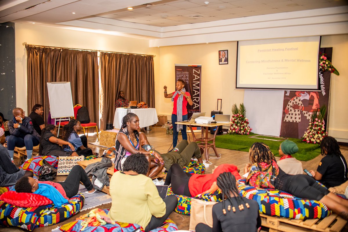 She_Huru's tweet photo. As feminist activists, we recognise burnout. 
As feminist activists, we recognise fatigue. 
As feminist activists, we recognize self-care. 
On the 25th and 26th of November, we were part of the Feminist Healing Convening by @FeministsKE @Zamara_fdn and @amwaafrika https://t.co/x1IDRVLbe6