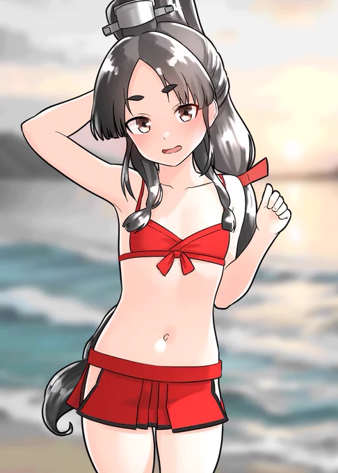 #日進進水日 #艦これ 日進進水日なので水着な日進再掲です(◜ᴗ◝ )薄着の日進が見たい… 