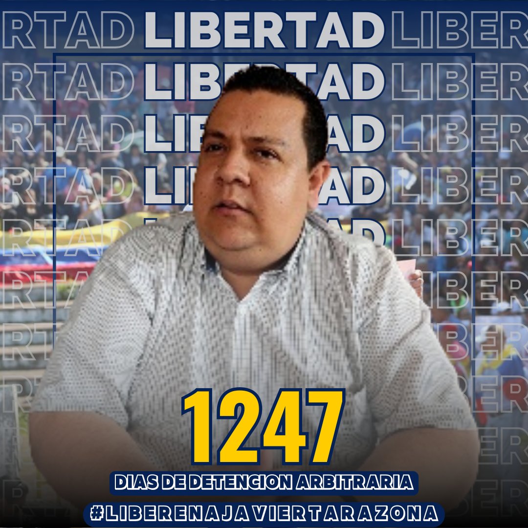 #30Noviembre | <a href="/javiertarazona/">Javier Tarazona</a>, defensor de #DDHH y director de <a href="/FundaREDES_/">FundaREDES</a> lleva 1247 dias de detención arbitraria y privación ilegítima de libertad.

¡Defender derechos humanos no es un delito!   
¡Libertad plena e inmediata! #LiberenAJavierTarazona
#NiUnDiaMasTrasLasRejas