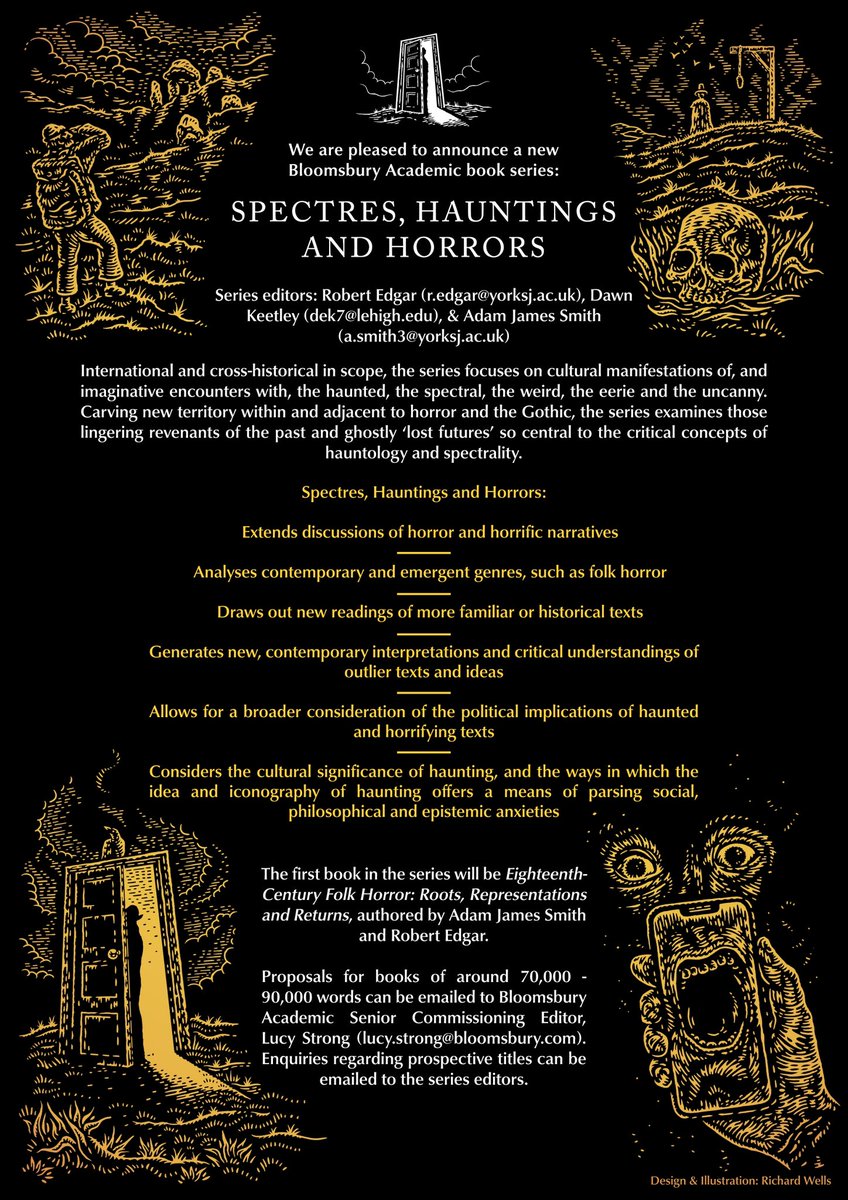 seamus976's tweet image. For all my horror academics 💀: A chilling new Bloomsbury Academic book series is in the works. Gothic, horror, the macabre, and academia - stay tuned for what’s brewing in the shadows. 📚👻 #HorrorStudies #GothicAcademia #horror #CFP