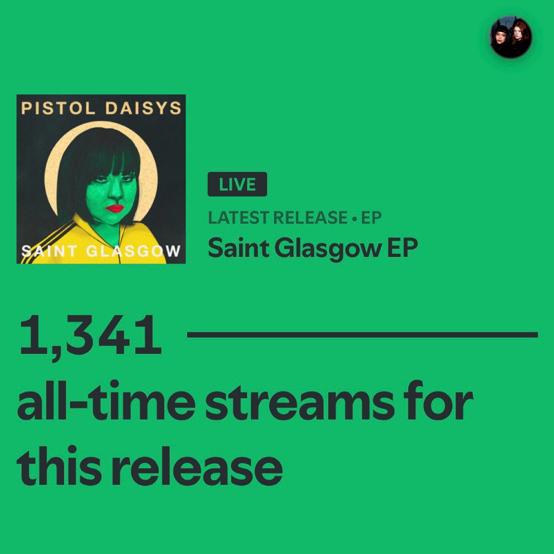 Pistol Daisys (@pistol_daisys) on Twitter photo This is MENTAL! Can't believe 'Saint Glasgow' hit over 1K streams on <a href="/SpotifyUK/">Spotify UK & Ireland</a> alone! 🤯 Couldn't have done it without the support of our Daisy-buds (that's you!) ❤️ If you'd like to keep streaming, click on the link here: ow.ly/uCAT50UiokQ This is MENTAL! Can't believe 'Saint Glasgow' hit over 1K streams on <a href="/SpotifyUK/">Spotify UK & Ireland</a> alone! 🤯 Couldn't have done it without the support of our Daisy-buds (that's you!) ❤️ If you'd like to keep streaming, click on the link here: ow.ly/uCAT50UiokQ