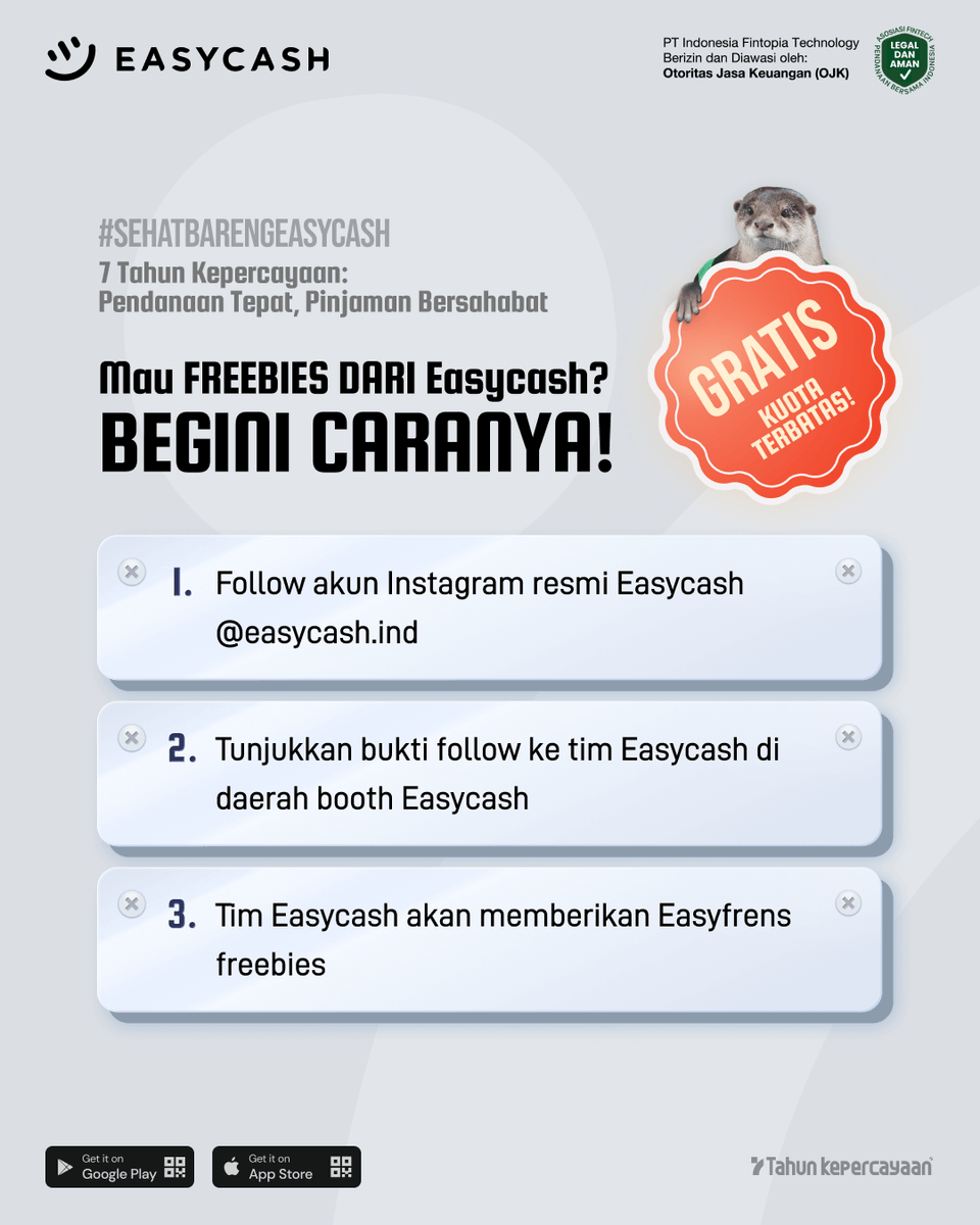 easycashid's tweet photo. Beruntunglah kalian yang nemu postingan ini 🫵🏼🫶🏻
Info CFD gratis, tutorial dapet freebies kece dalam satu postingan? 😭✨
Auto full senyum gak sih.. 😋
Jangan pelit ya, yuk bagiin postingan langka ini ke Easyfrens yang lain 💚
#Freebies #giveaway #CFD #EasyWalk https://t.co/bn5nhZJ1rG