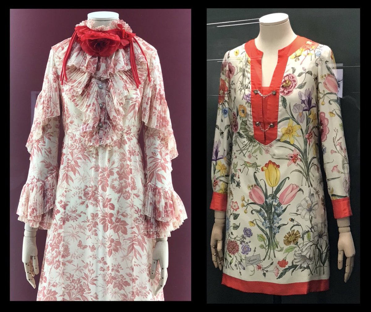 edwardaX666's tweet photo. 『GUCCI COSMOS』京都市京セラ美術館
シグネチャーカラーである赤に染まった会場の中で���闇色の竹林で輝くバンブー1947はコクトーの映画『美女と野獣』で燭台を掲げる腕が壁に連なるシーンを彷彿とさせ幻想的な美しさだった。ヒグチユウコさんとのコラボバッグやジョジョ6部の徐倫のイラスト等も展示。 https://t.co/eQeKxIxj6V