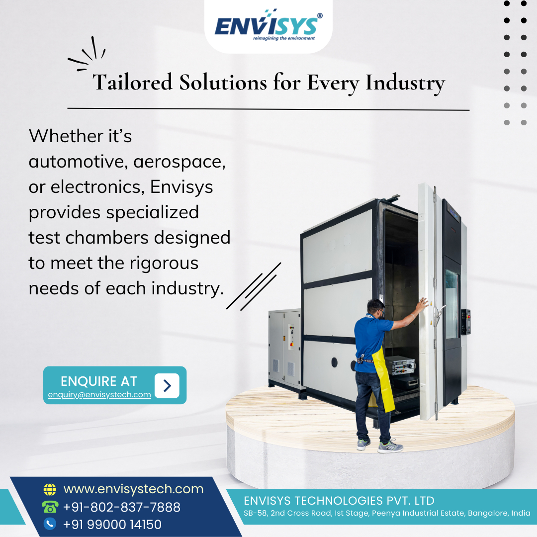 Envisys_Tech's tweet photo. Every industry faces unique challenges, and Envisys delivers customized test solutions to ensure your products meet the highest standards. From electronics to aerospace, our chambers are built to perform.

#IndustrySolutions #CustomizedTesting #FutureProof #InnovativeTesting https://t.co/l5z4UDwZiP