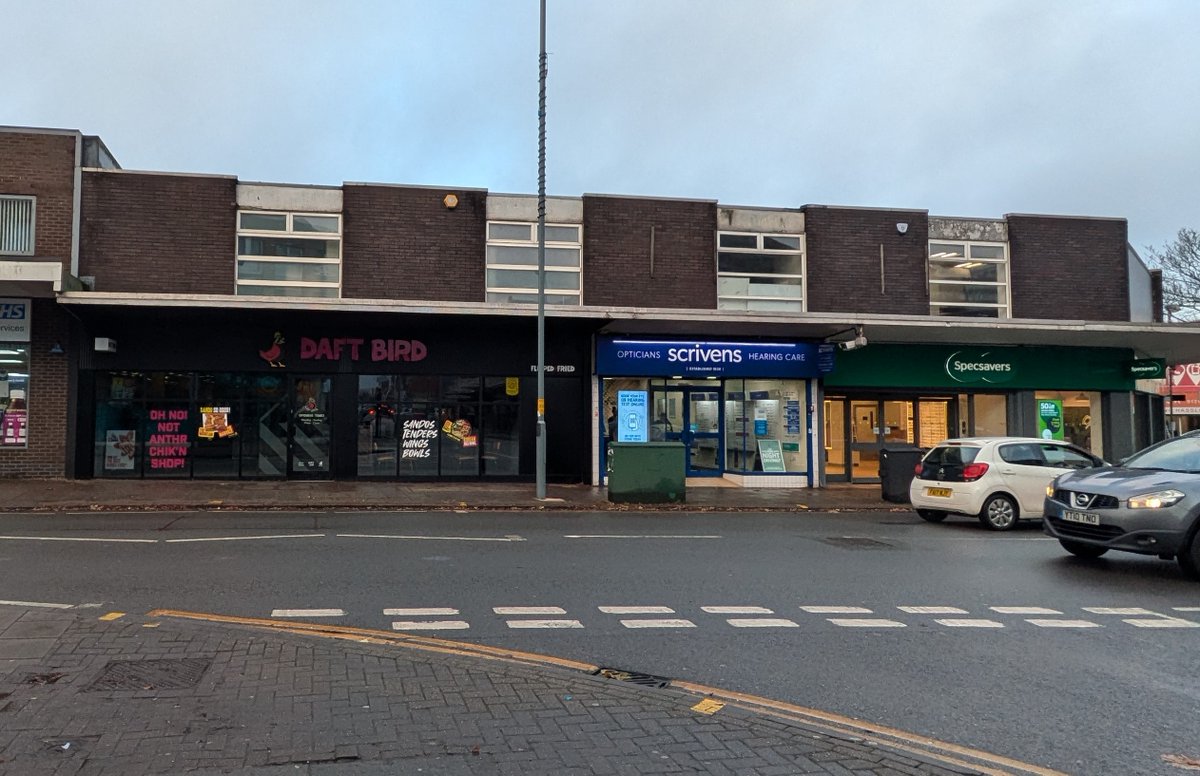 In February 2018 I posted this, back in the day when we were silly on Twitter. It went stupidly viral.

Today I went down Kings Heath High Street again, and alas that magical combo is no more. Specsavers has moved. RIP Specs and Drugs and Sausage Rolls.