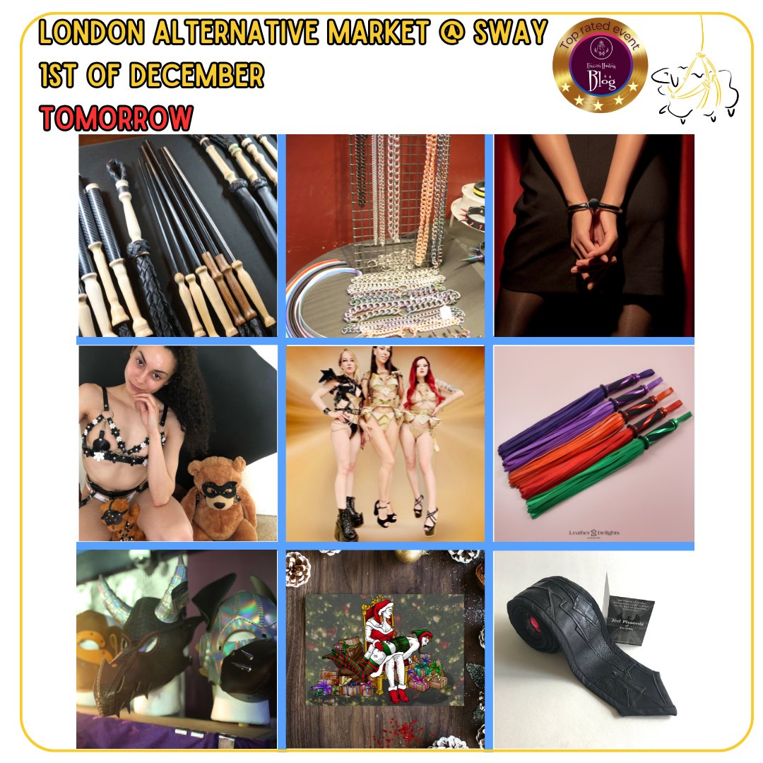 LonAltMarket's tweet photo. Tomorrow, the 1st of December, LAM is at Sway, 61-65 Great Queen St, WC2B 5BZ. 
including⁠
@3nlisted @freeboundstudio @funnyunicorn_studio @crystalsncouture @adazanditoncouture @leatherdelights @fudgebuilds @deadlydesires_kinkart @jedphoenixoflondon⁠

https://t.co/mDZo568hrP  https://t.co/oz3n575AAh