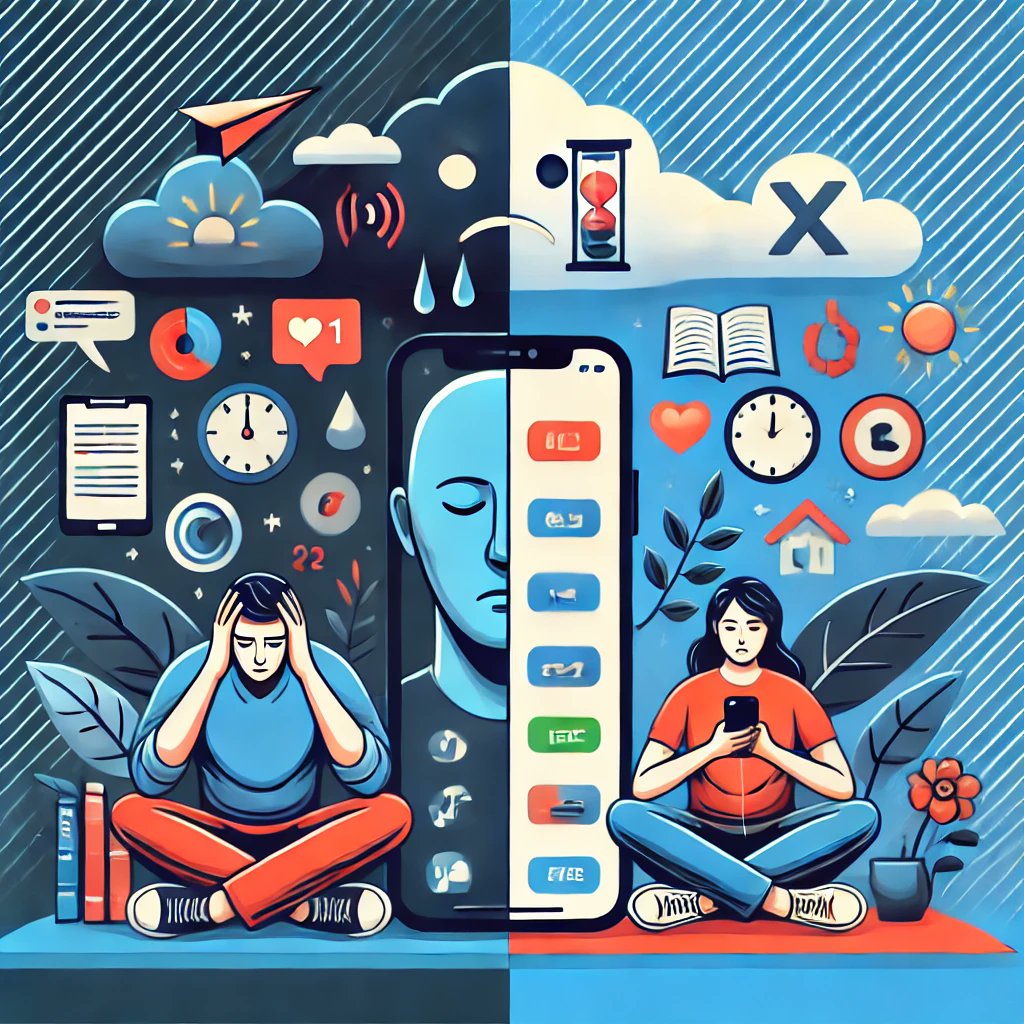 The Impact of Smartphones on Mental Health

स्मार्टफोन्स का मानसिक स्वास्थ्य पर प्रभाव

1. Increased Screen Time: Excessive use of smartphones can lead to eye strain, sleep disorders, and mental fatigue.

2. Social Media Stress: Constant notifications and comparisons on social